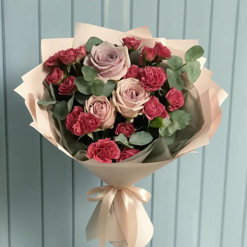 Букет цветов из: Гвоздики и Розы в Усады