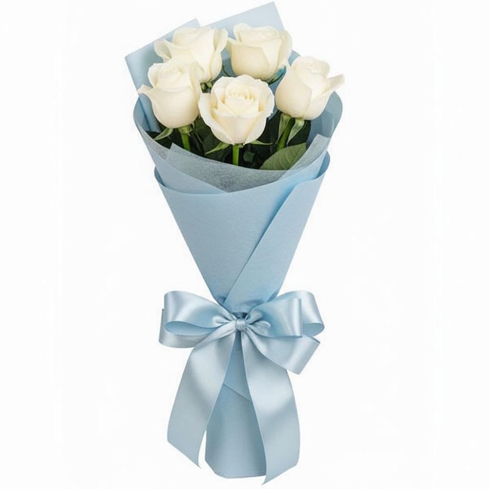 Букет 5 Белых роз Проуд в Усады