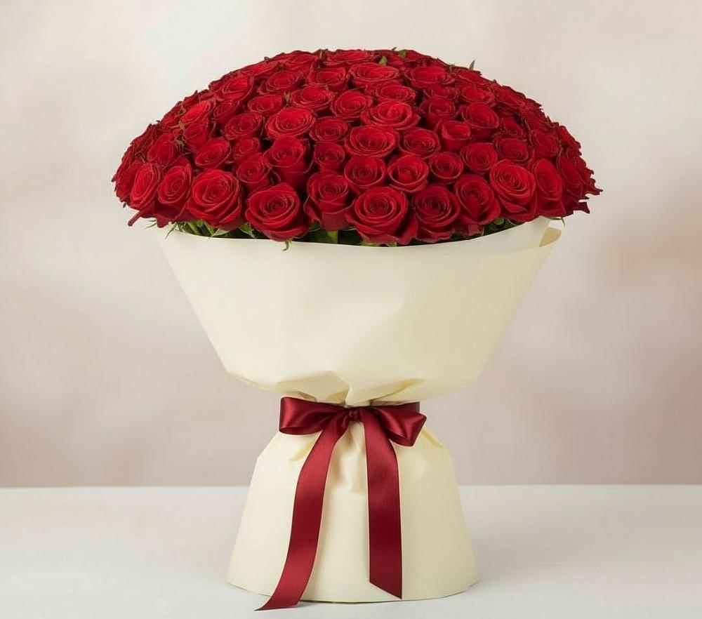 Букет 101 Красная роза Милано в Усады