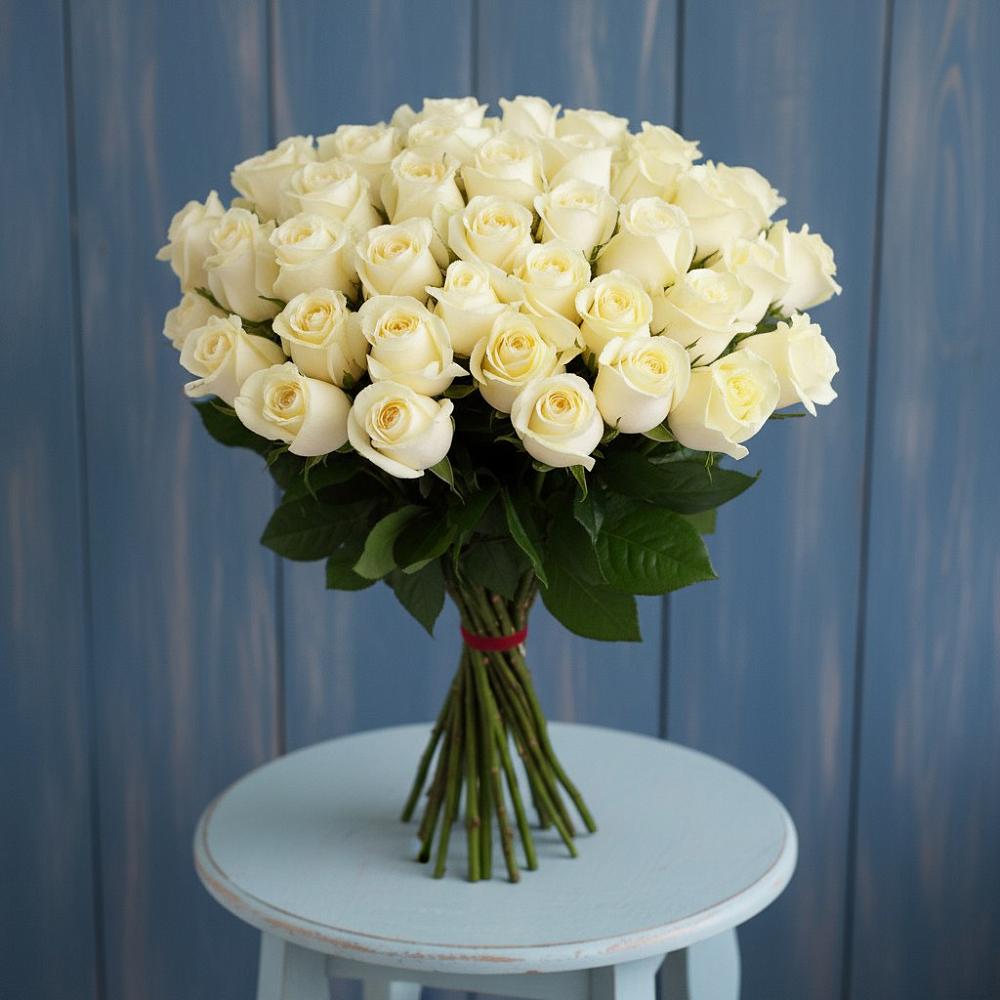 Букет 51 Белая роза Эдлесс Лав в Усады