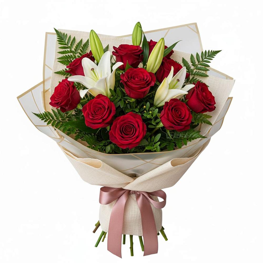 Букет цветов из: Лилии и Розы в Усады