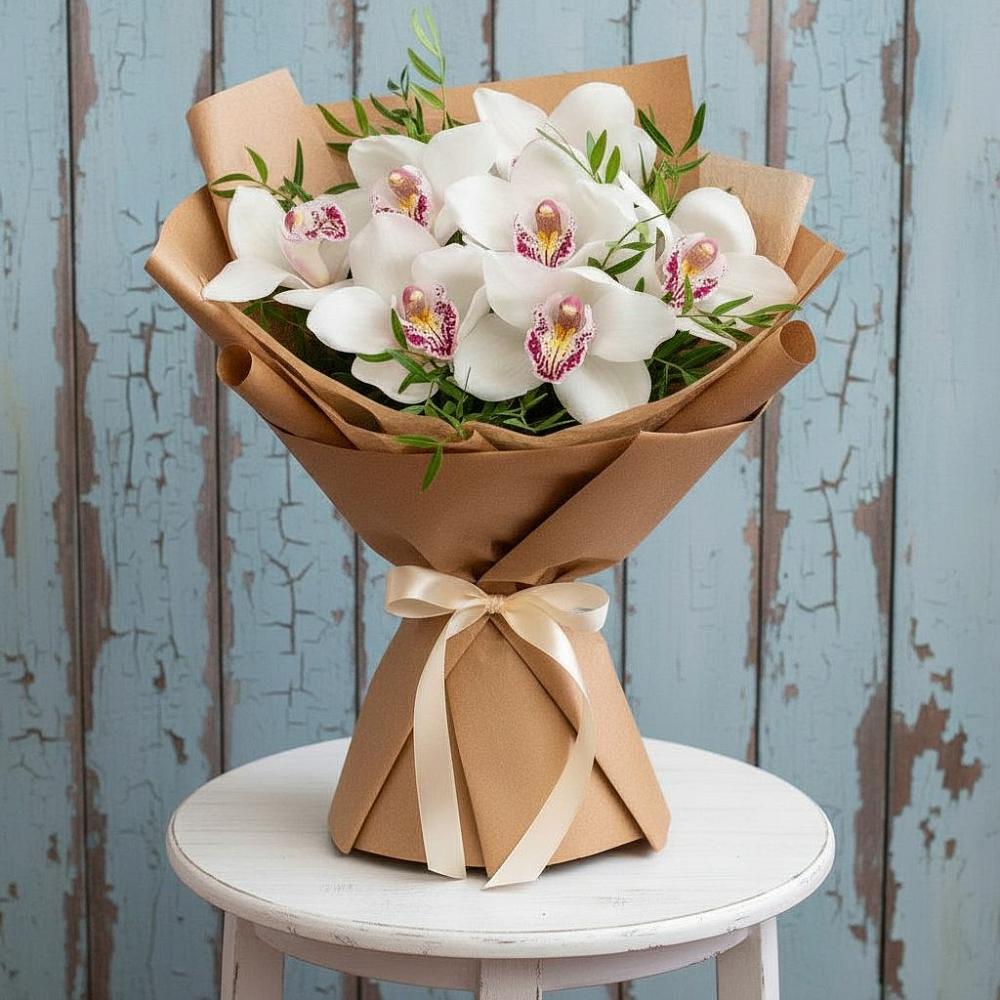 Букет цветов из: Орхидеи и Розы в Усады