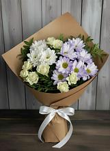 Букет цветов из:  Хризантемы и Розы в Усады