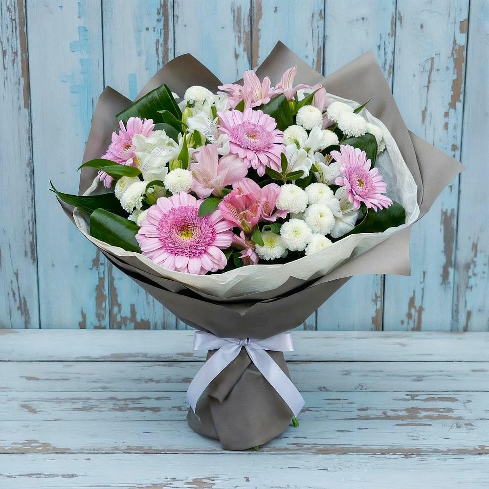 Букет цветов из: Герберы, Альстромерии и Хризантемы в Усады