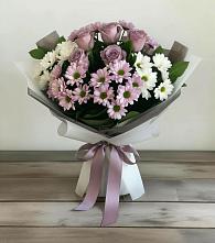 Букет цветов из:  Хризантемы и Розы в Усады