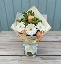Букет цветов из:  Герберы, Розы и Хризантемы в Усады